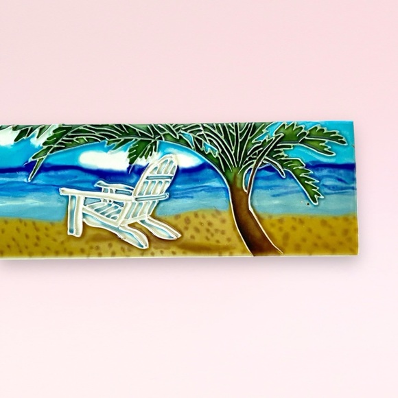 “Life is Good” Ceramic Tile Sign 15.75” Wall Hanging Beach Palm Trees - Picture 2 of 13